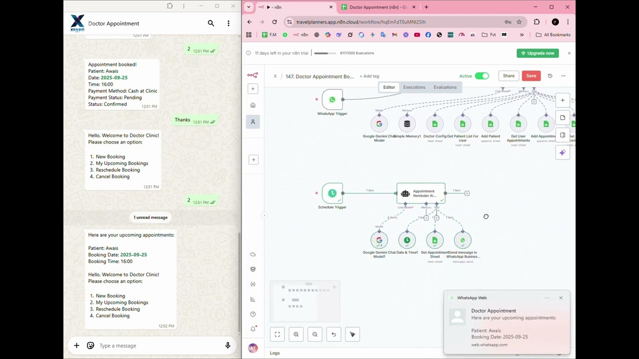 Doctor Appointment Booking using n8n AI Agent + Reminder