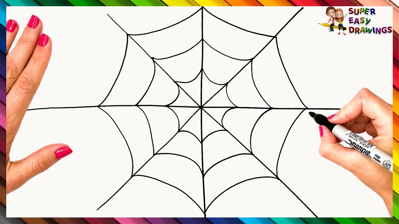 How To Draw A Spider Web Step By Step 🕸️ Spider Web Drawing Easy