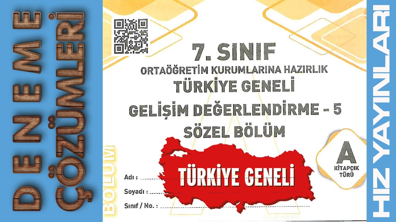 2025-2026 Hız Yayınları Türkiye Geneli Deneme 5 Soru Çözümleri 7. Sınıf