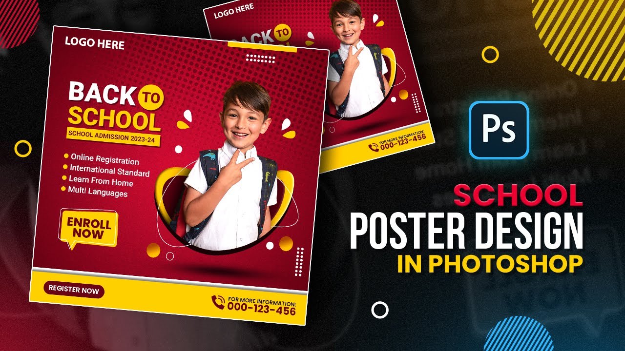 School Admission Complete Poster Design | Photoshop Tutorial