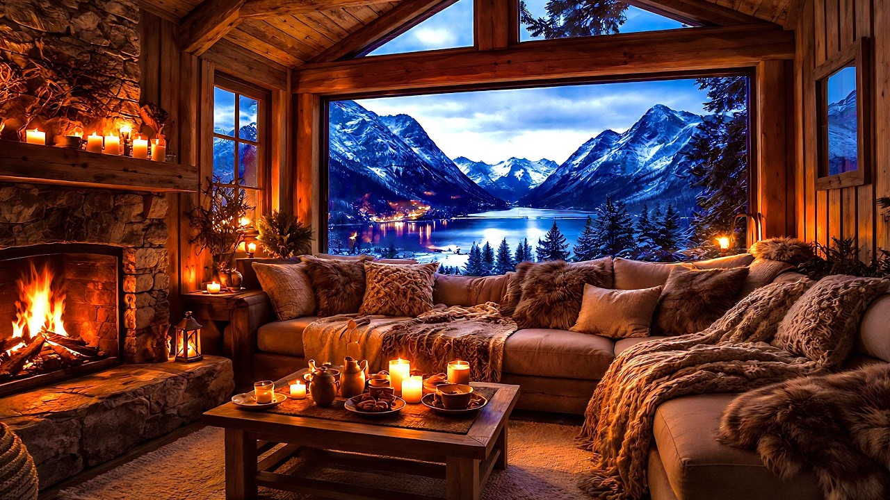 Nordic Cozy Cabin ❄️ Lo-Fi Fireplace & River Ambience | Iceland & Norway Vibes