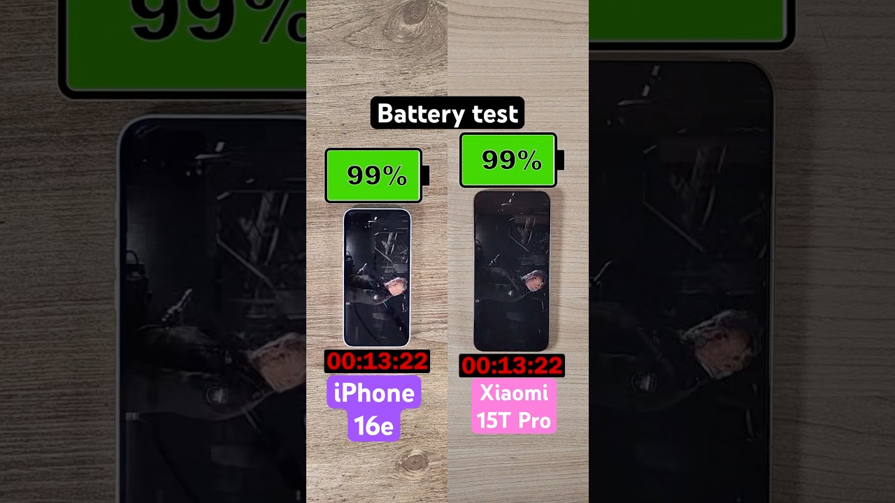 Сравнение времени автономной работы iPhone 16e и Xiaomi 15T Pro!