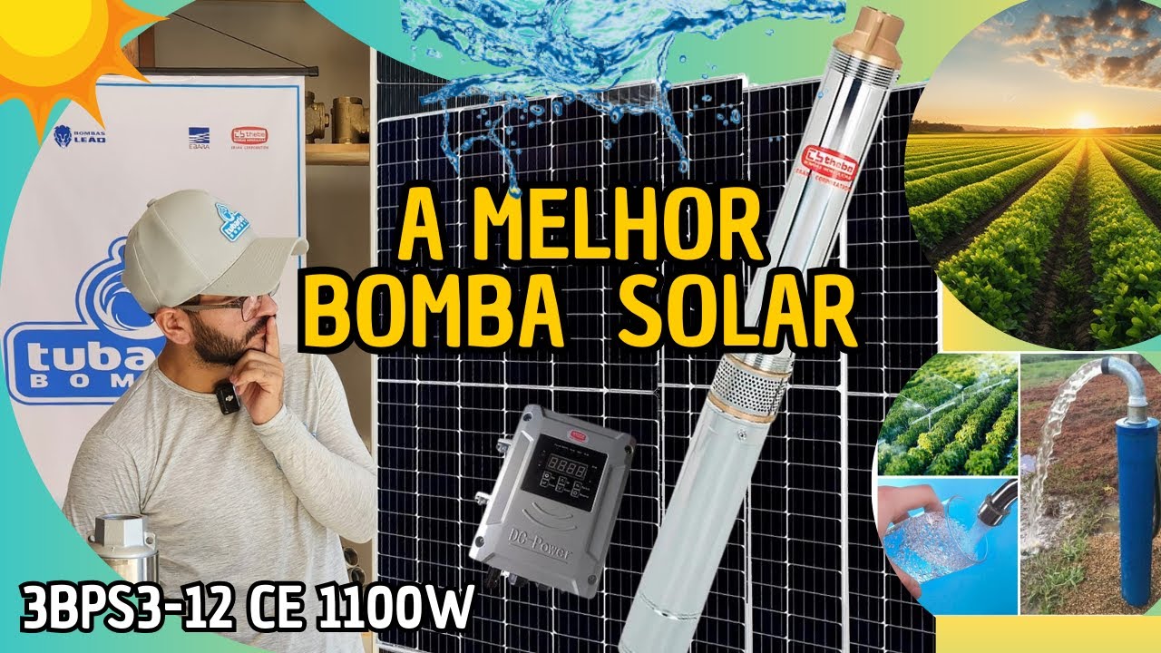 BOMBA SOLAR 3BPS3-12 CE 1100W EBARA - 04 PLACAS 5900 LITROS POR HORA
