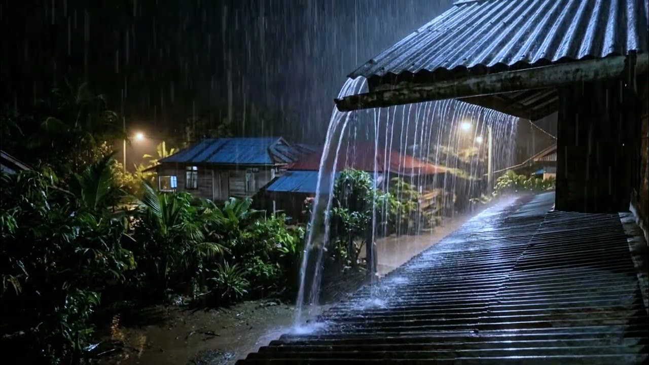 Immerse Yourself in a Deep Sleep with Heavy Rain and Thunder on a Fragile Tin Roof at Night