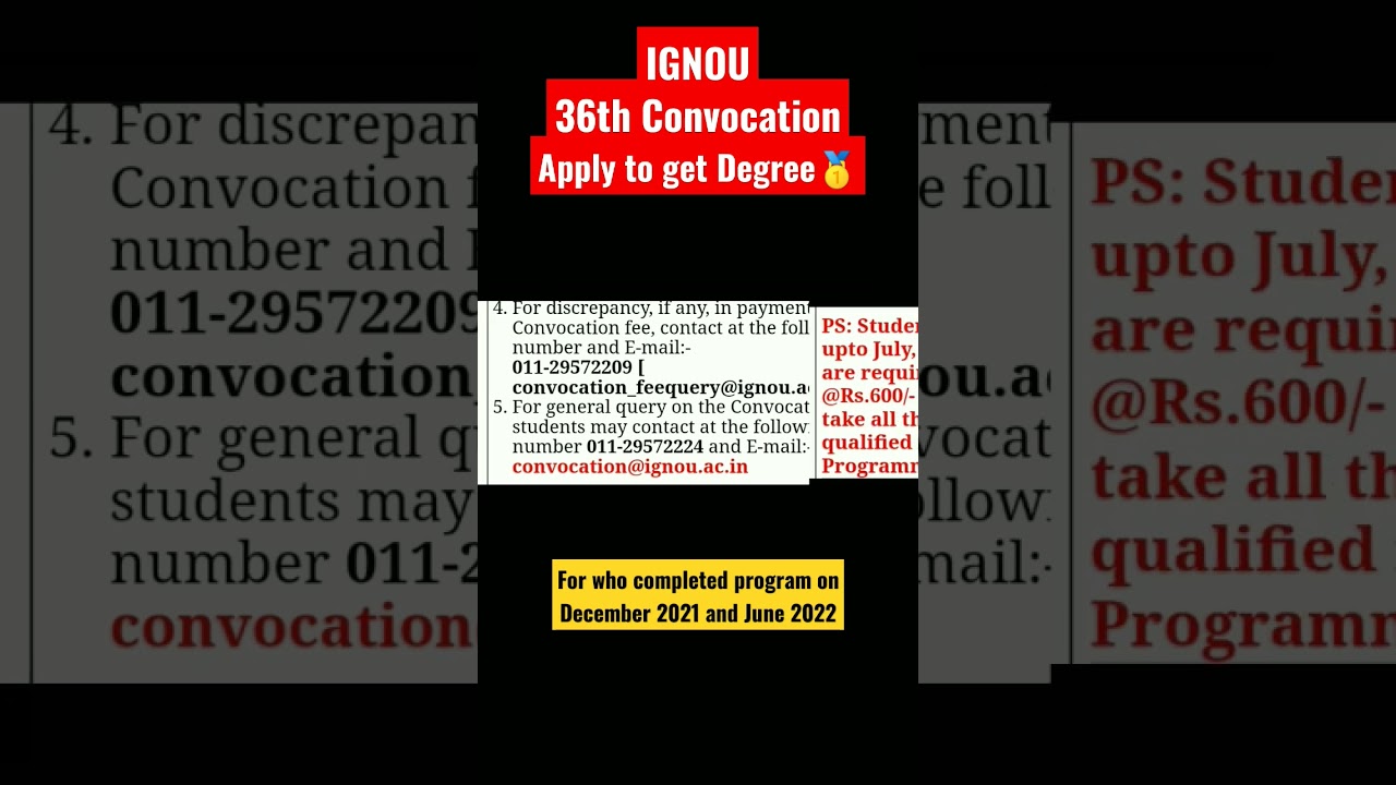 IGNOU 36 Convocation ll Apply to get Degree  #ignou #convocation2023 #36Convocation