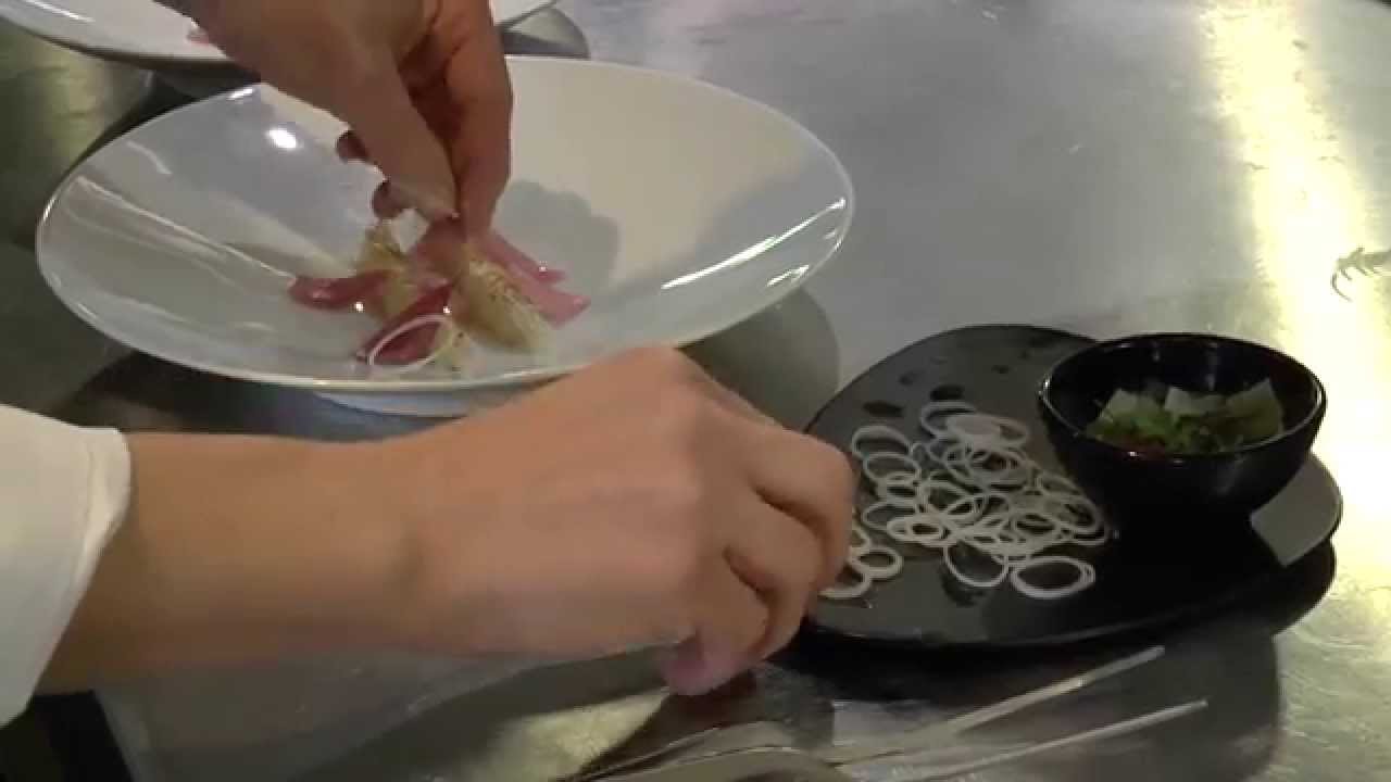 Luc Kusters prepares a langoustine starter at Bolenius in Amsterdam