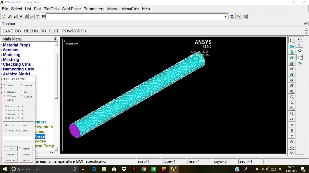 Transient analysis of a Cylindrical Fin (Thermal Analysis)