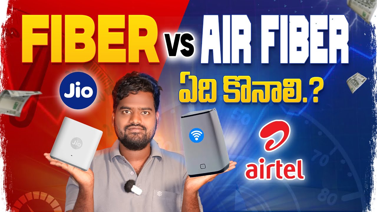 Fiber vs AirFiber &ndash; Which is BEST? Jio vs Airtel 🔥 In Telugu