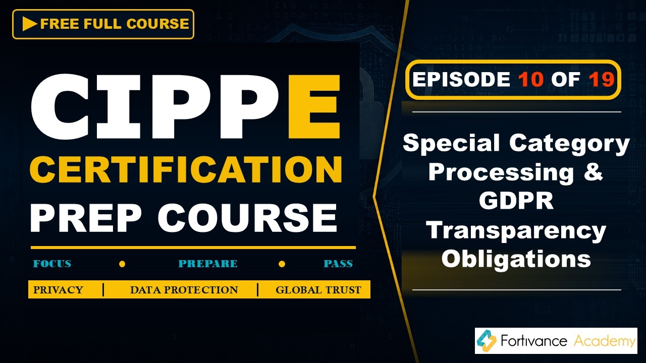 Ep10 | CIPP/E Prep Series: Special Category Processing & GDPR Transparency Obligations