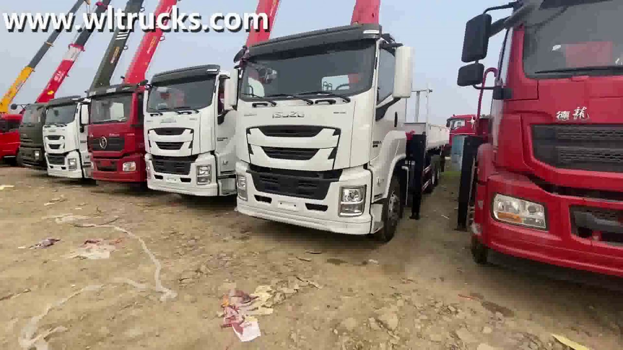 6x4 ISUZU GIGA cargo truck with Palfinger SPS 40000 Straight arm boom crane shipping to Myanmar