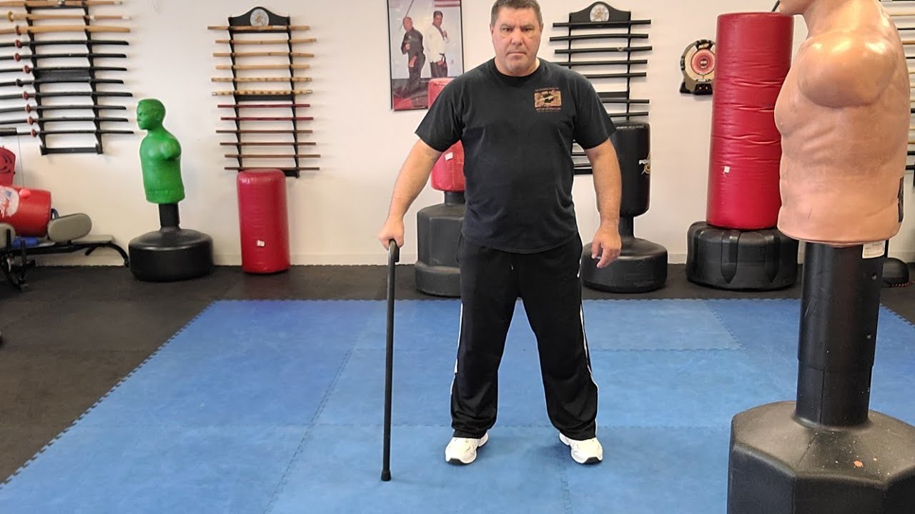 Cane Self Defense with Tip on the Floor and why it compliments the Cane.