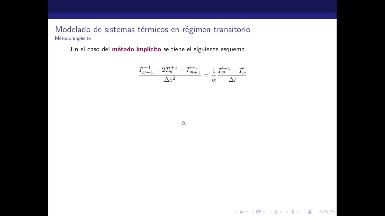 Modelado de sistemas t&eacute;rmicos. Esquemas num&eacute;ricos para el an&aacute;lisis de r&eacute;gimen transitorio