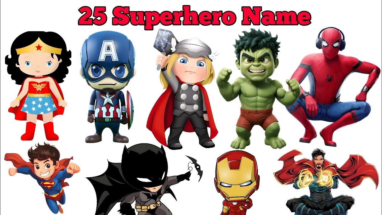 25 सुपरहीरो के नाम 25 Superhero names for kids English or Hindi Pre kids Learning | Fun Learning |