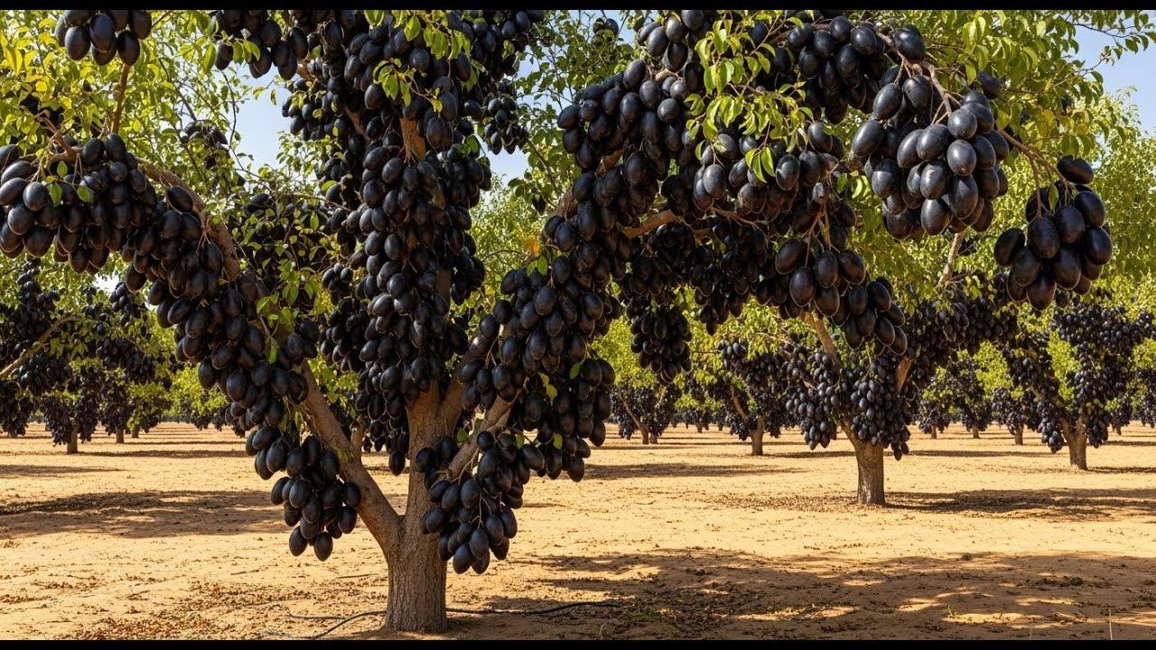 HOW GIANT JAMUN FRUITS ARE GROWN IN DESSERT 🍇 | From Seed to Harvest