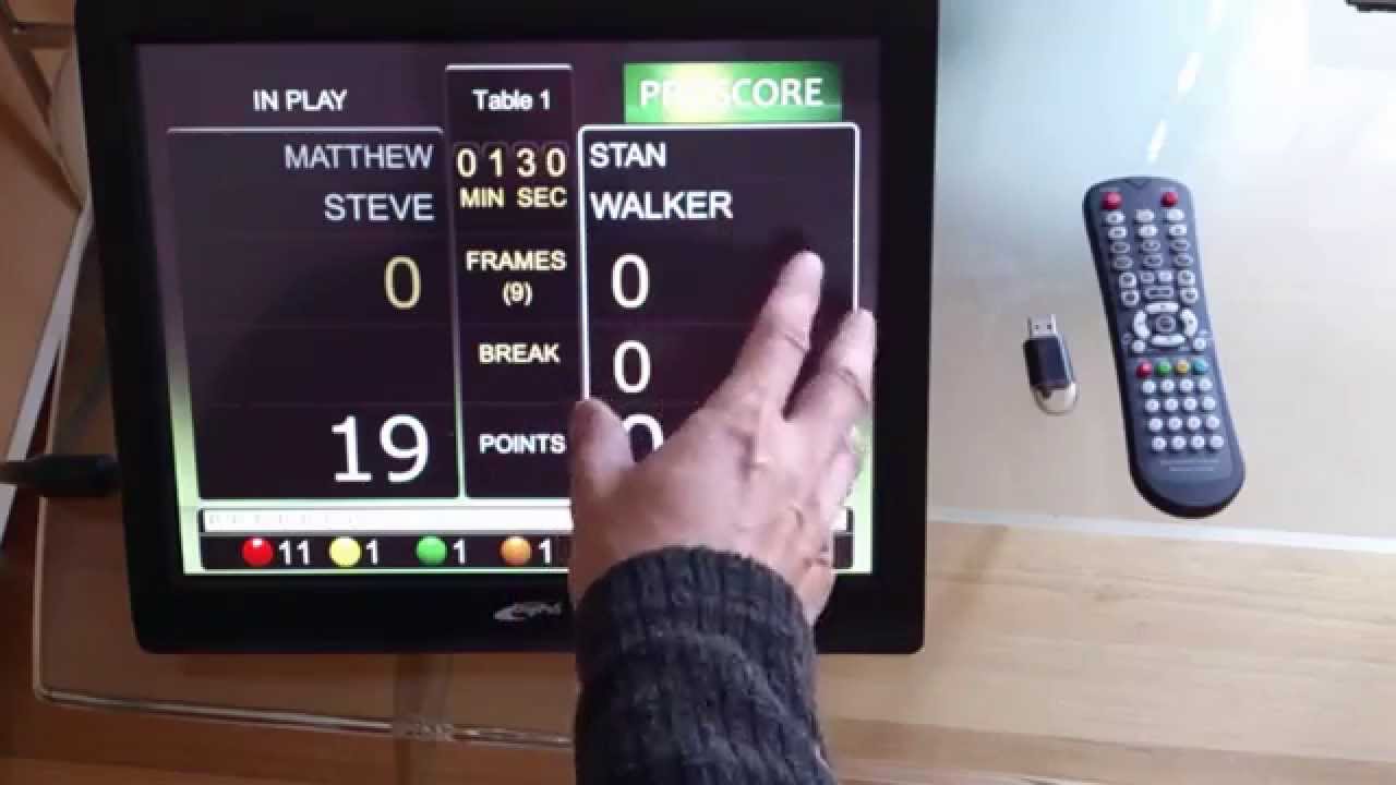 ProScore Snooker & Billiards Scoreboard on Touch Screen & IR Media Remote Control