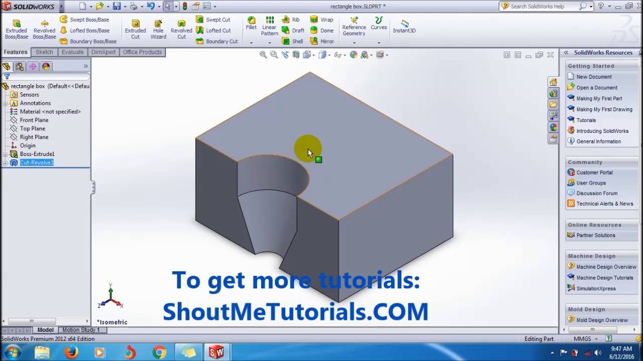 Учебное пособие по вращению вырезов в SolidWorks _Видеоуроки SolidWorks для начинающих