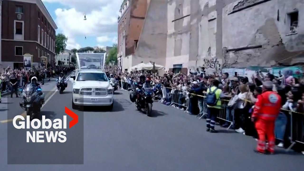 Casket carrying Pope Francis journeys through Rome to Basilica of St. Mary Major | FULL