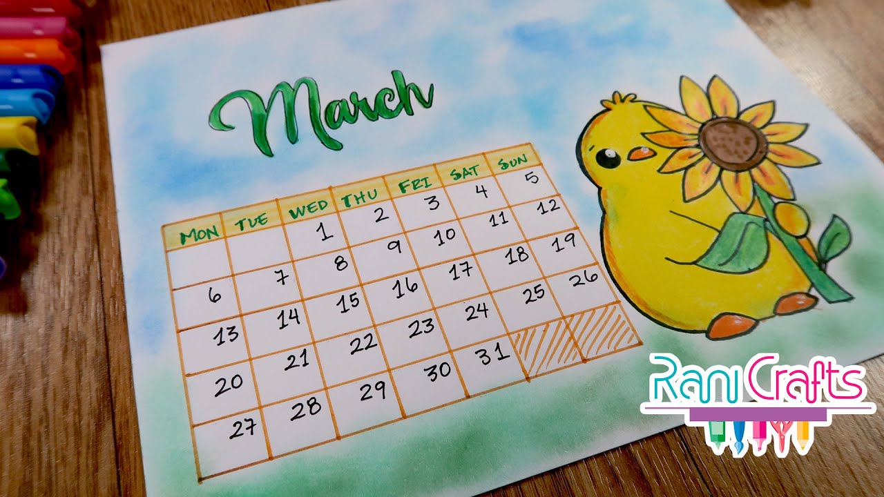 DIY -  MARCH Calendar - Bullet journal, decoration, organization ideas.