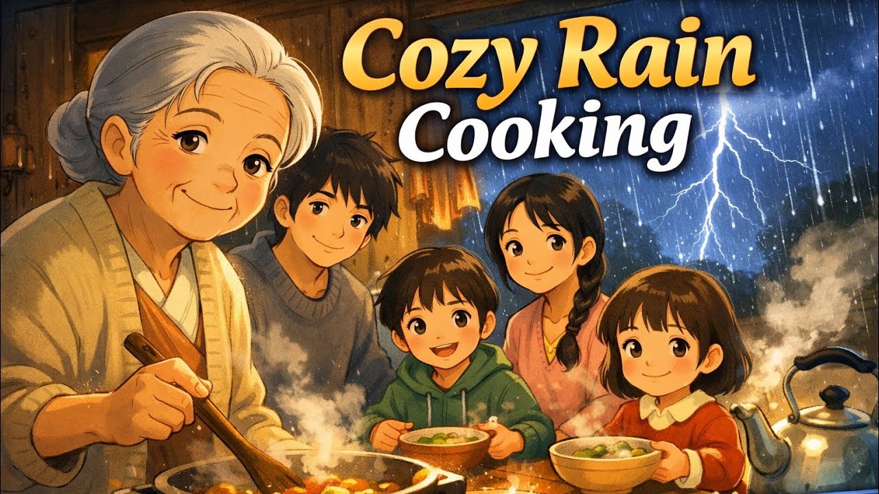 Ghibli Inspired Rainy Night Cooking 🌧️ Relaxing Food ASMR & Cozy Home Animation #ghibli