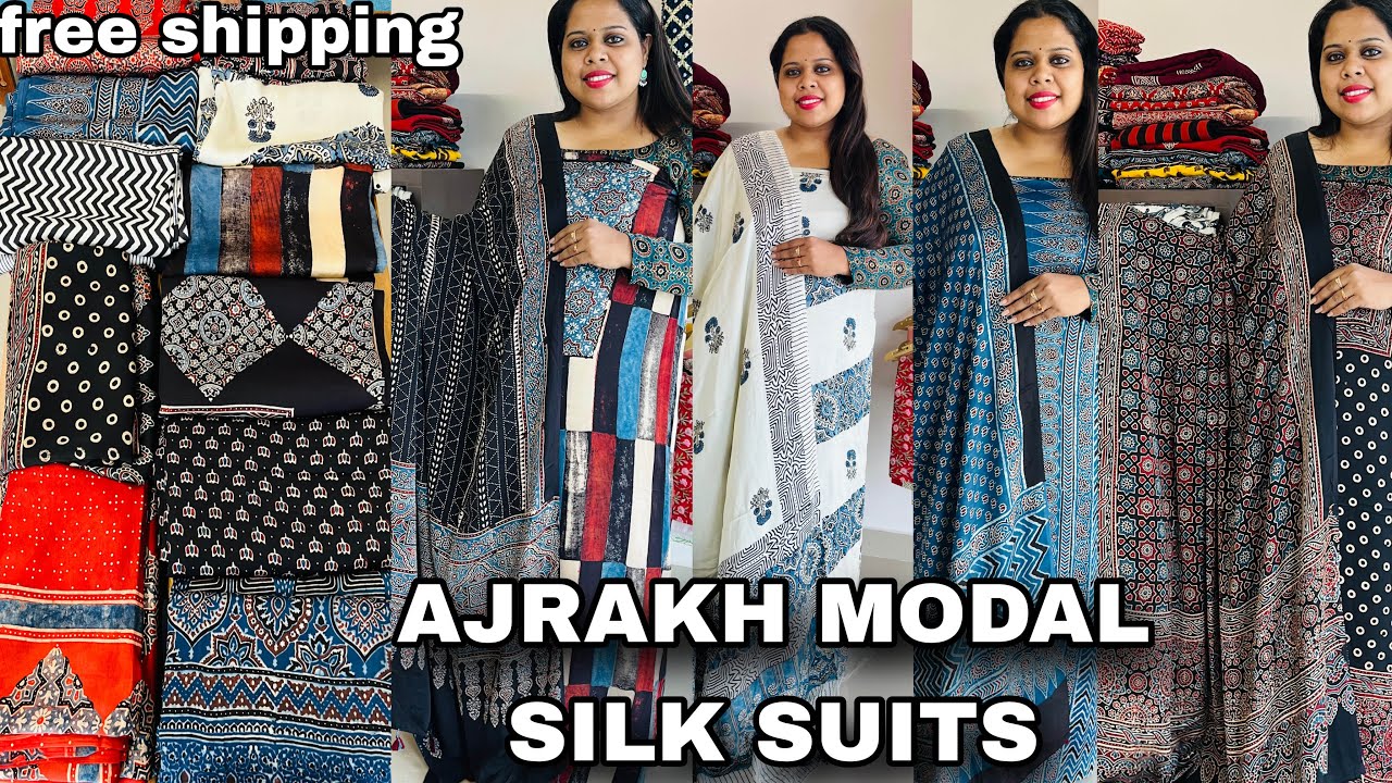 💕ഒറിജിനൽ അജ്രഖ് suits 💕BestQuality|6238020169|Amzboutique|50₹off+Freeshipping|Pure modal |kochi