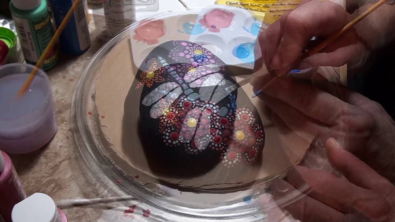 Rock Art Dragonfly Dot Painting Part 1