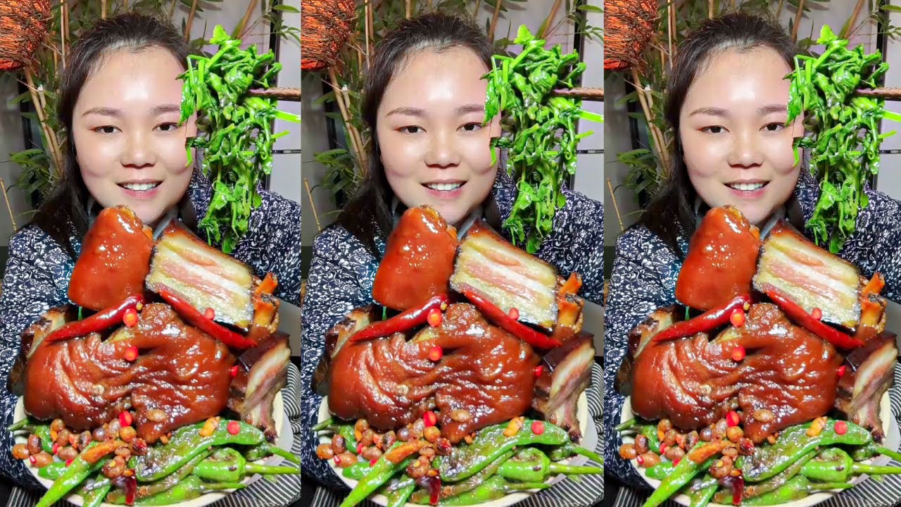 Satisfying Eating Braised Pig’s Trotter & Stir-Fried Bean Drum | Home Cooking Food