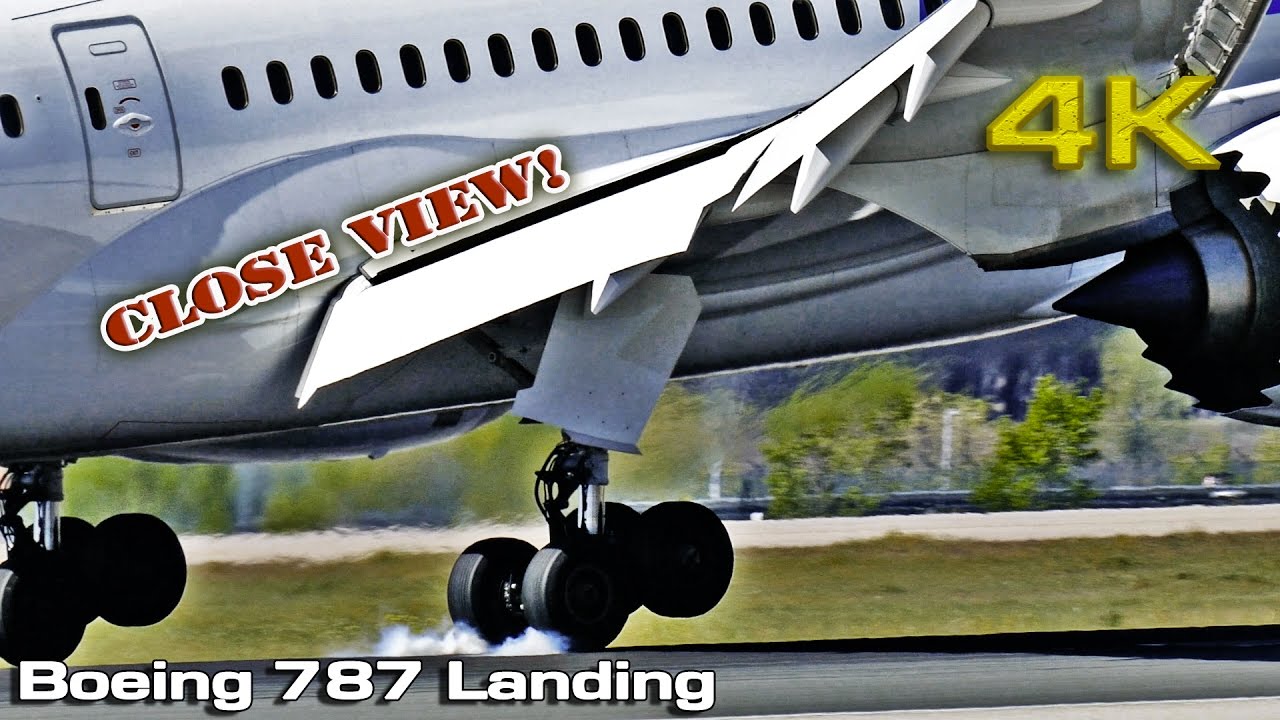 Boeing 787-8 Dreamliner Landing (Close view) [4K]