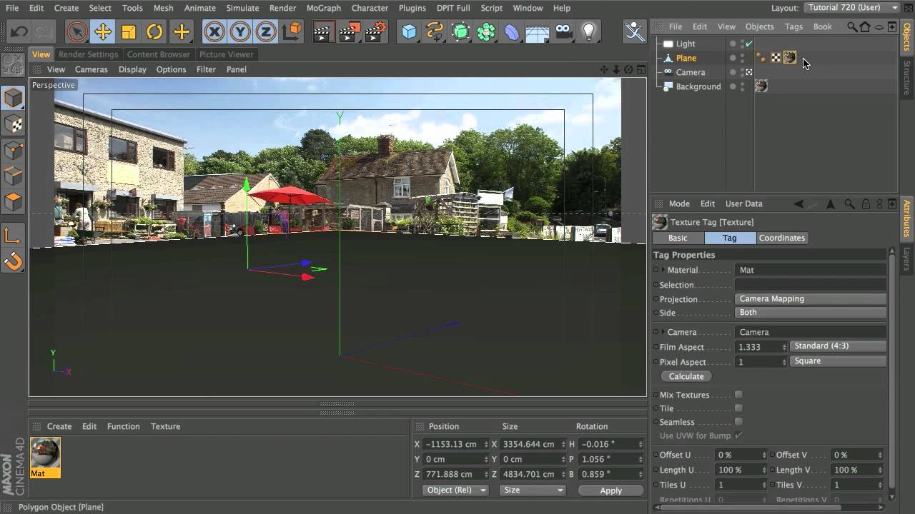Add a 3D object to a photo backplate in Cinema 4D