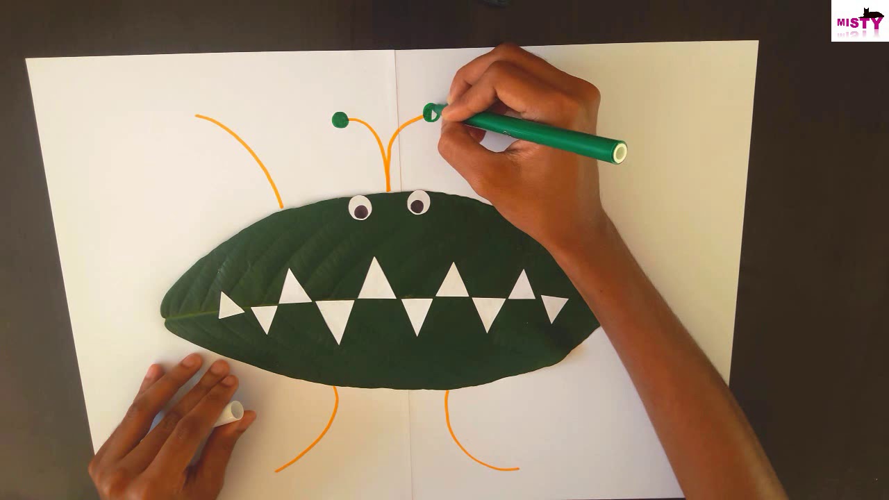 DIY- How to make Monster from natural leaves..💚Leaf art💚