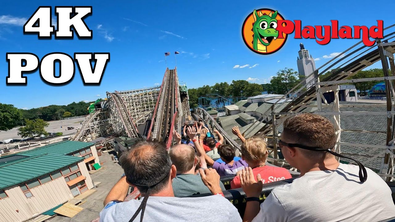 Dragon Coaster Back Row POV [4K] | Rye Playland Park 2022