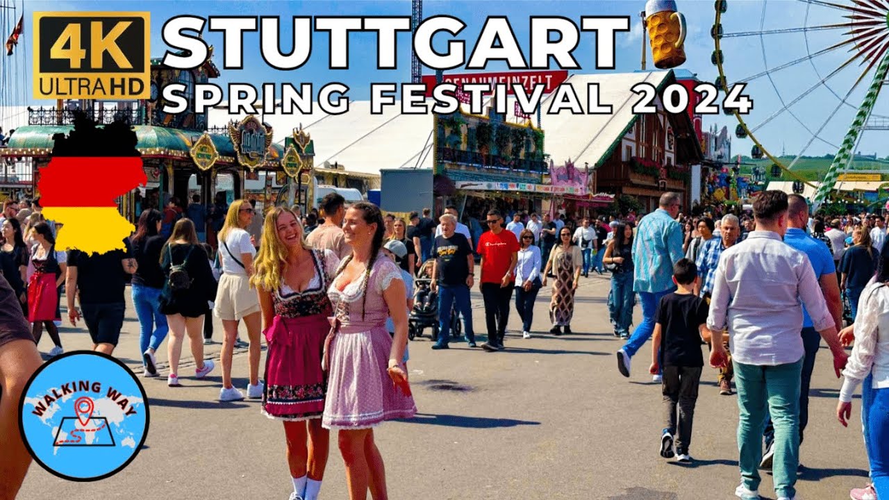 Stuttgart, Germany Spring Festival 2024 (Cannstatter Wasen) Walk - 4K 60fps with Captions