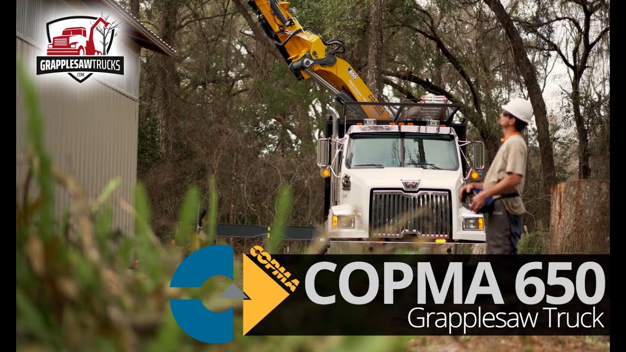 COPMA 650 Grapplesaw Truck - 65 ton/m crane - 111 ft of vertical reach!  Mecanil Grapple Saw [2022]