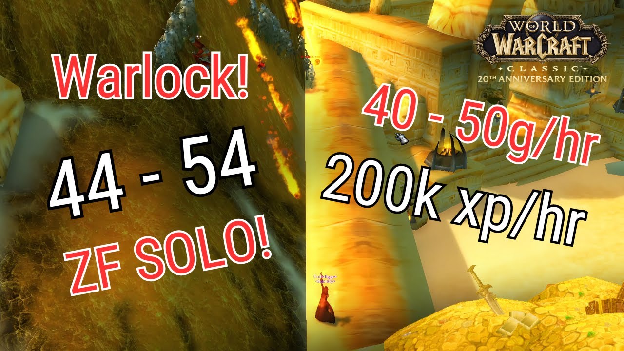 WoW Classic - 40-54 Warlock Solo ZF GY Pull! 200k XP/Hour | 50g/Hour!