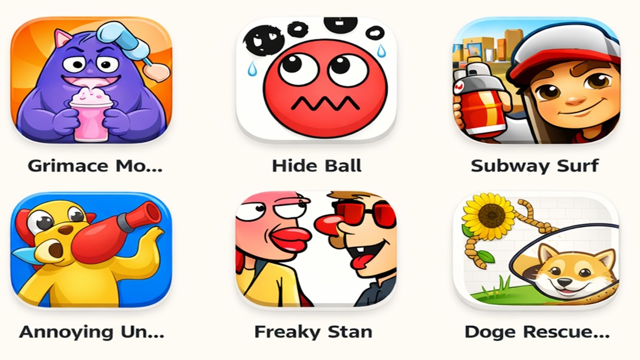 Gramic Monster Scary Survival, Freaky Stan, Subway Surfers, Hide Ball, Annoying Uncle Punch Game