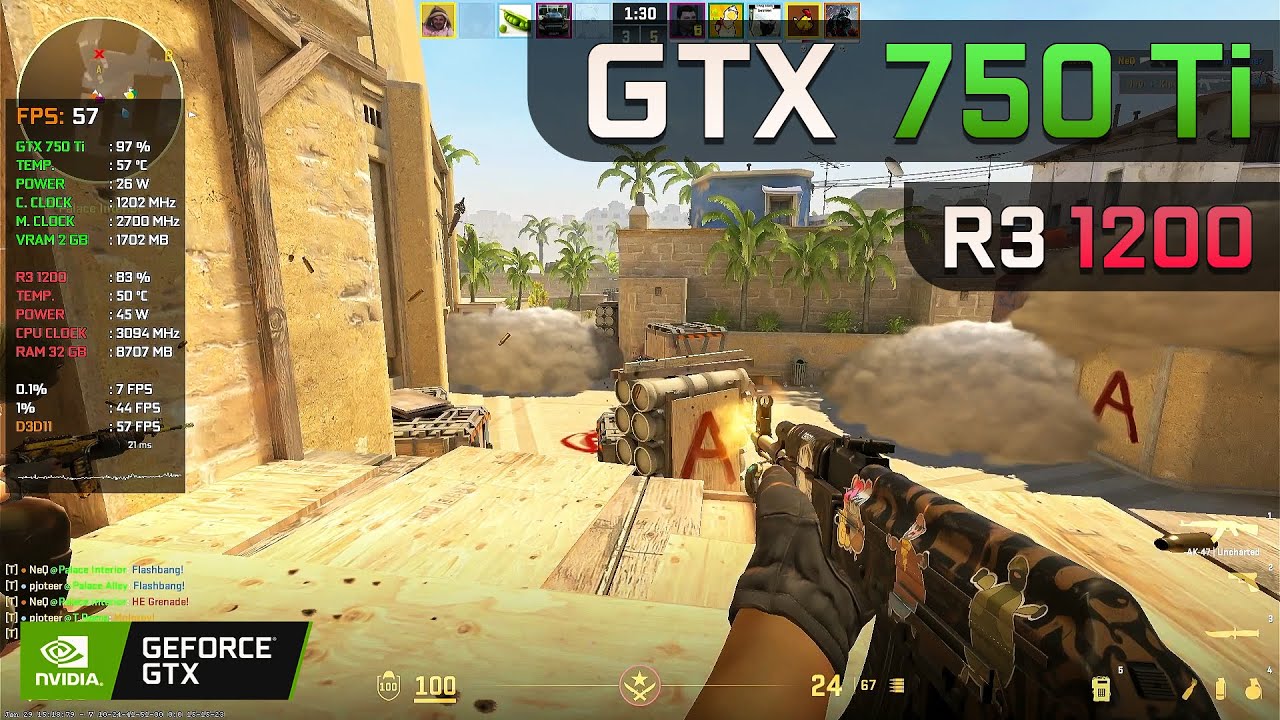 Counter-Strike 2 | GTX 750 Ti + Ryzen 3 1200 | 1080p, 720p Low Settings
