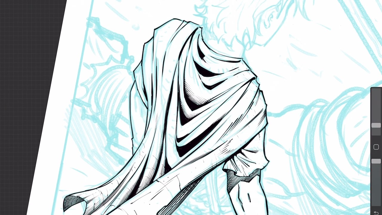 Inking and Rendering a Cape - Comic Line Art Style