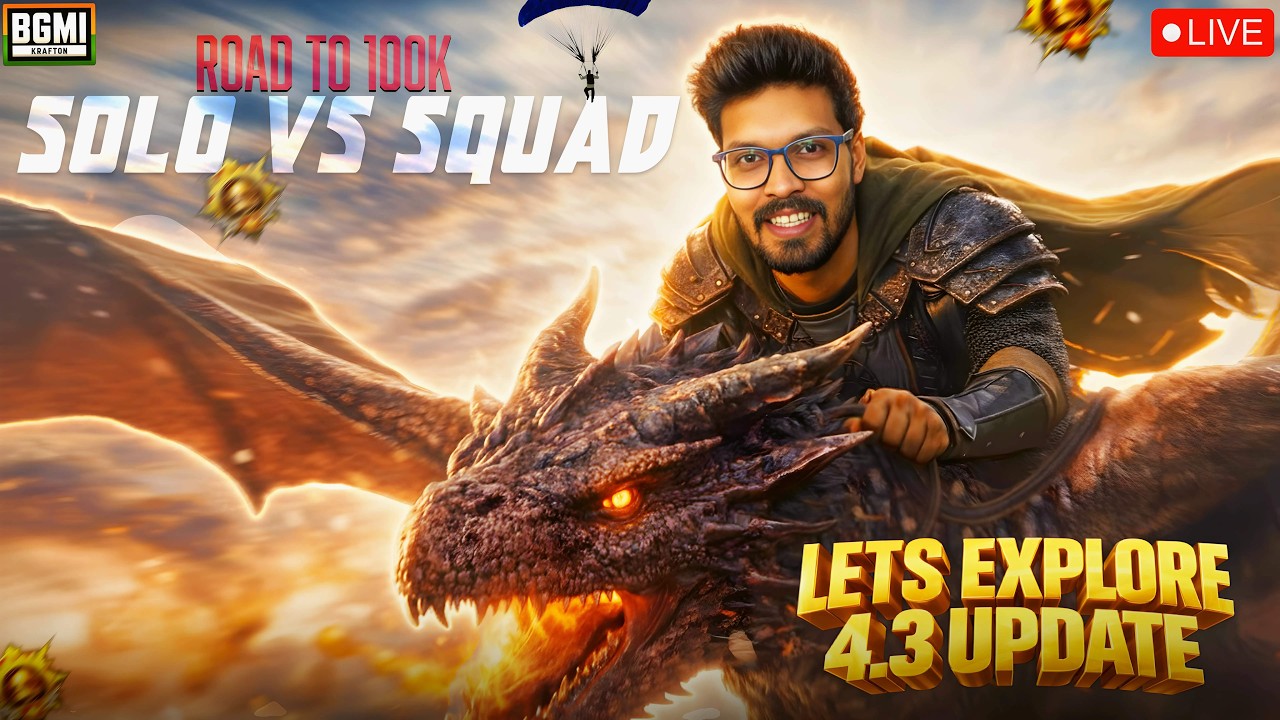 🔴Solo vs Squad Live Challenges in New BGMI 4.3 Update | PUBG Mobile Live | Road to 100k🔥​