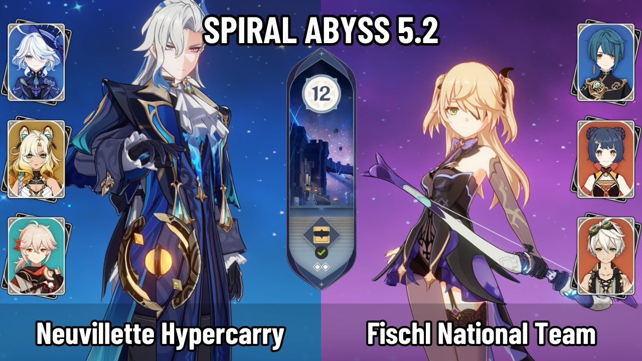 C0 Neuvillette Hypercarry | C5 Fischl National Team | New Spiral Abyss 5.2 | Genshin Impact