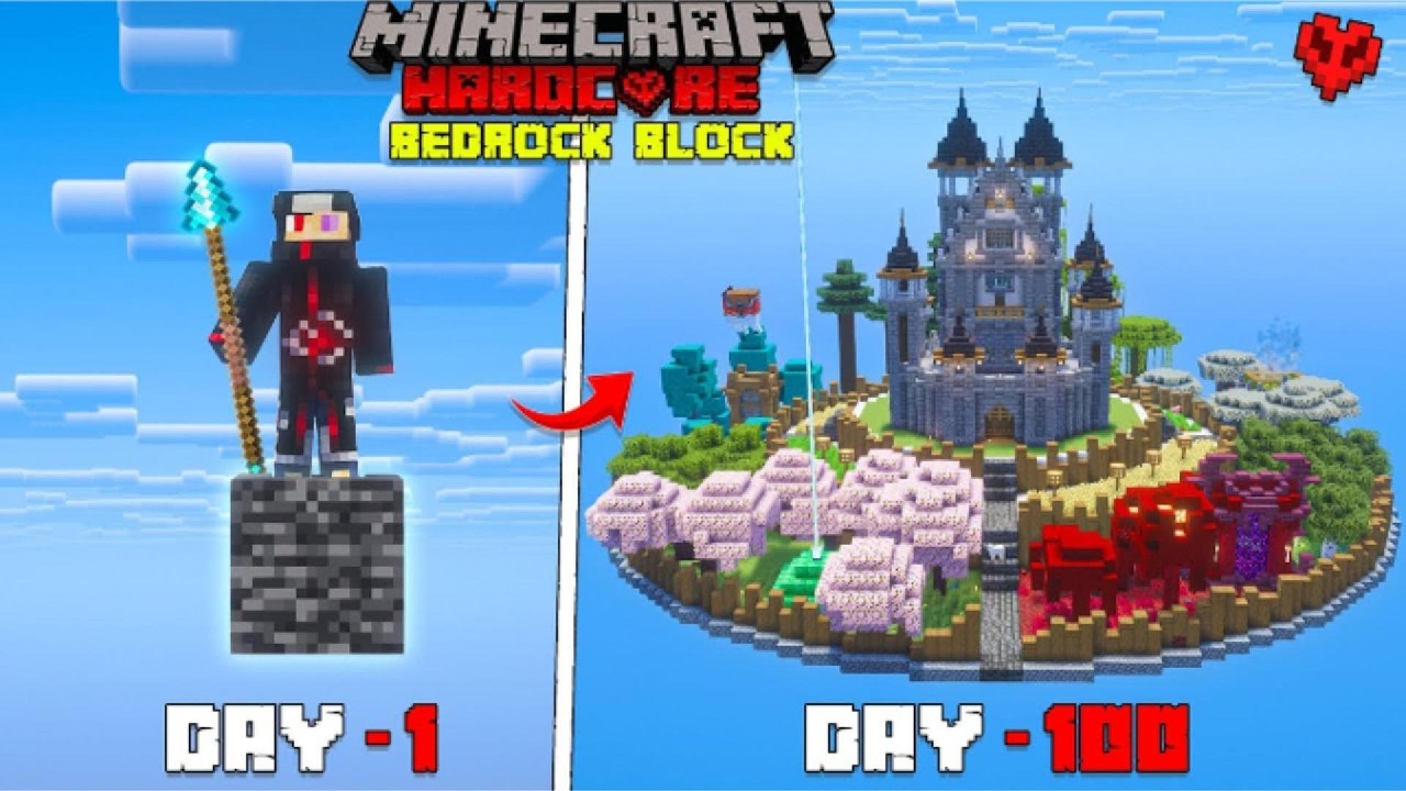 Tôi Sinh Tồn 100 Ngày Chỉ Với MỘT KHỐI BEDROCK Trong Minecraft Hardcore!!