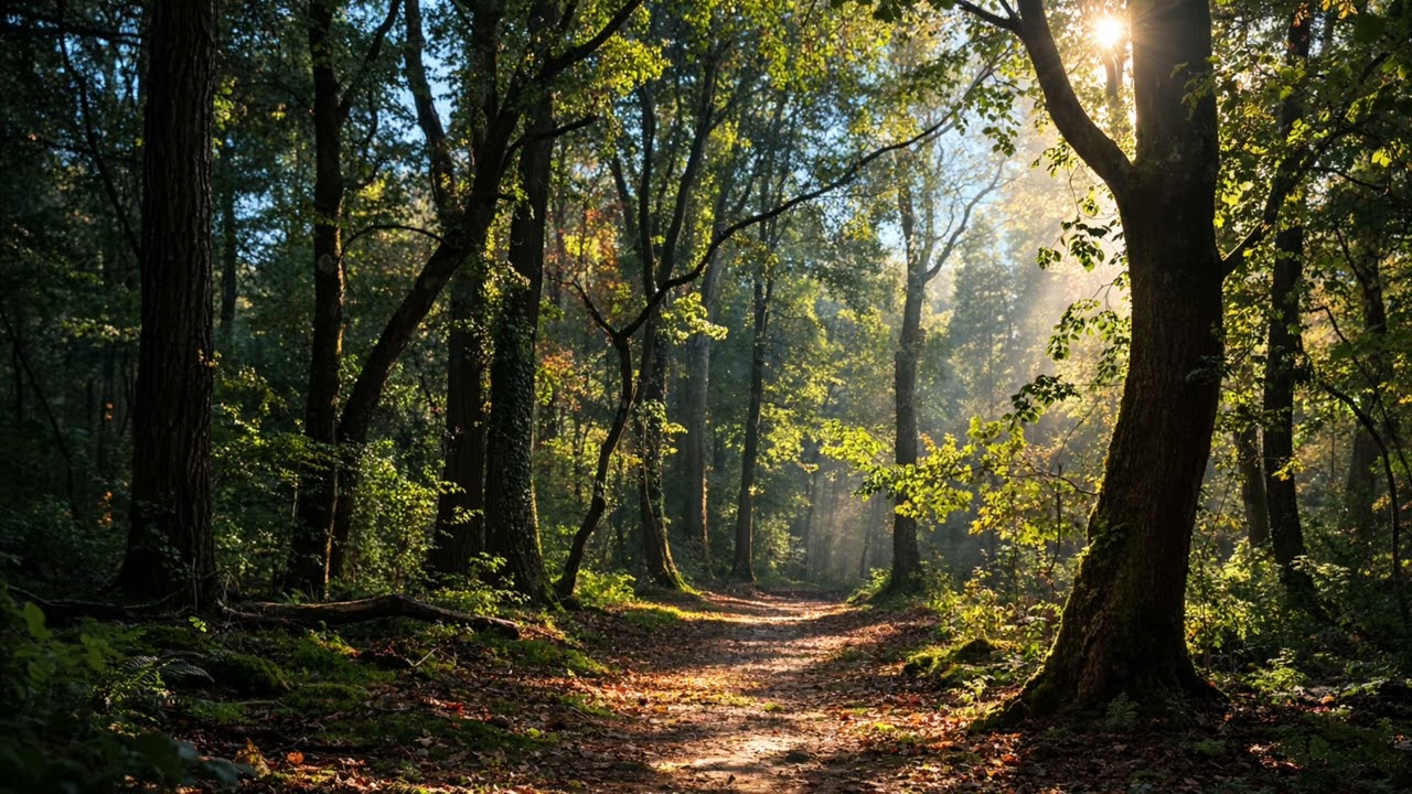 AUTUMN PATH IN THE WOODS  | 4K Cinematic Frames | No Music - Background for TV