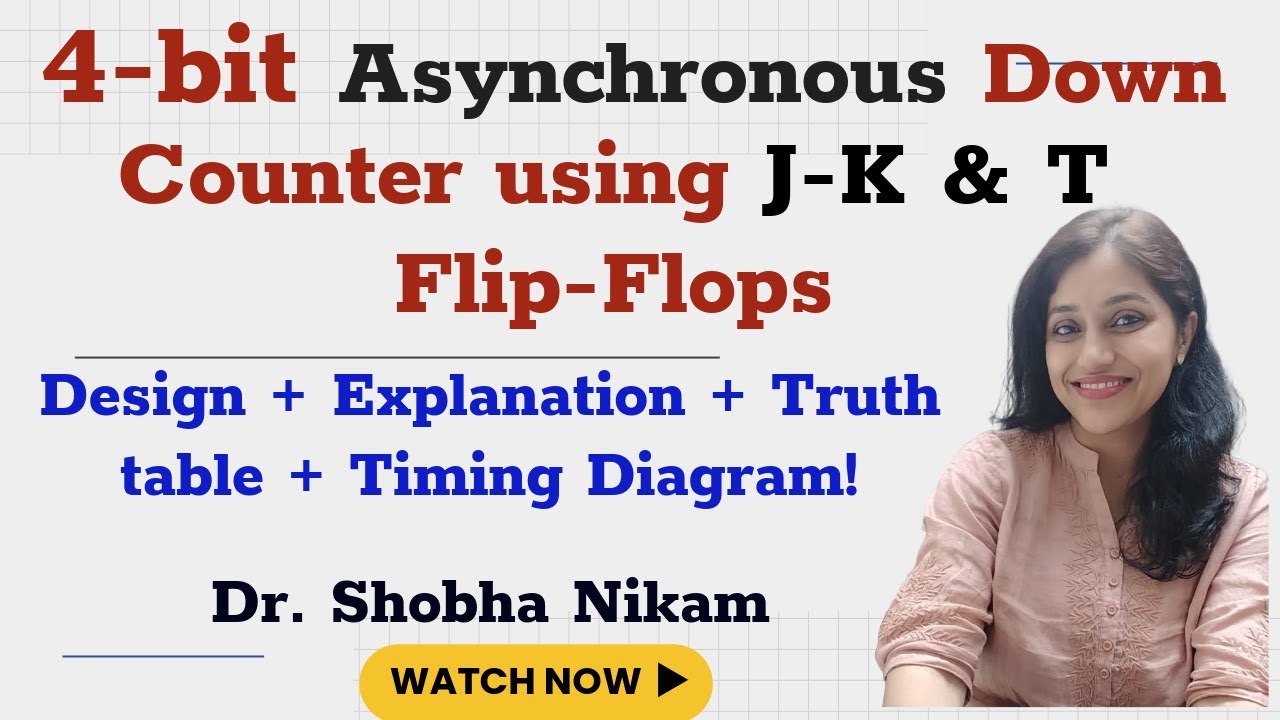 4-bit Asynchronous Down Counter using J-K & T Flip-Flops :Design +Truth table + Timing Diagram!