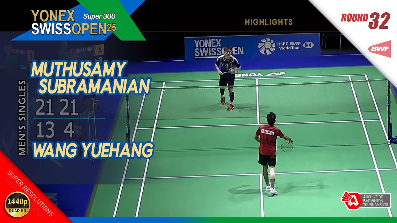 Muthusamy Subramanian vs Wang Yuehang | Swiss Open 2025 | R32 MS Highlights
