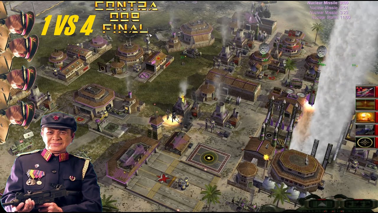 C&C Generals Contra 009 Final 1 VS 4 Insane AI (Nuclear weekend in contra mod)