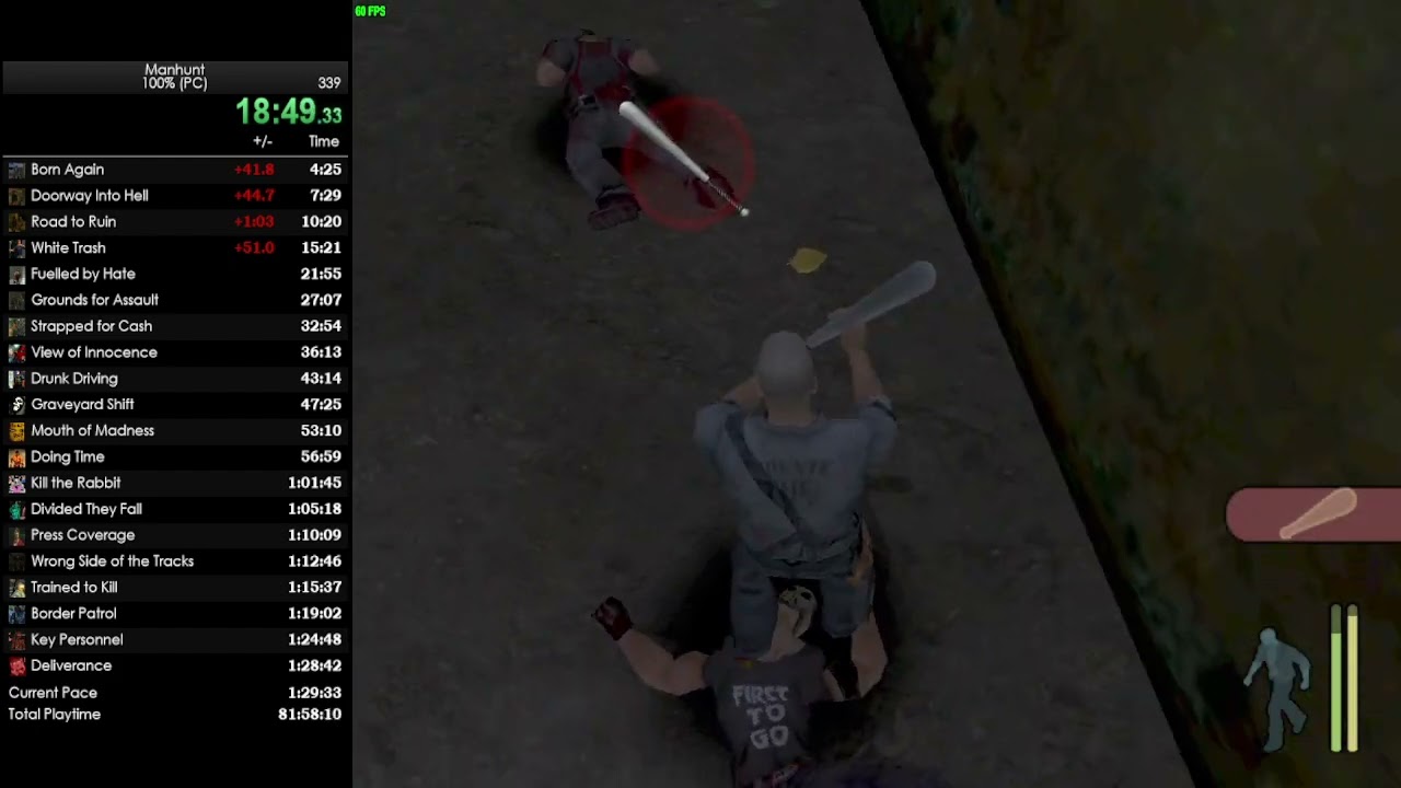 Manhunt Speedrun — Fuelled by Hate (5 stars) in 6:29