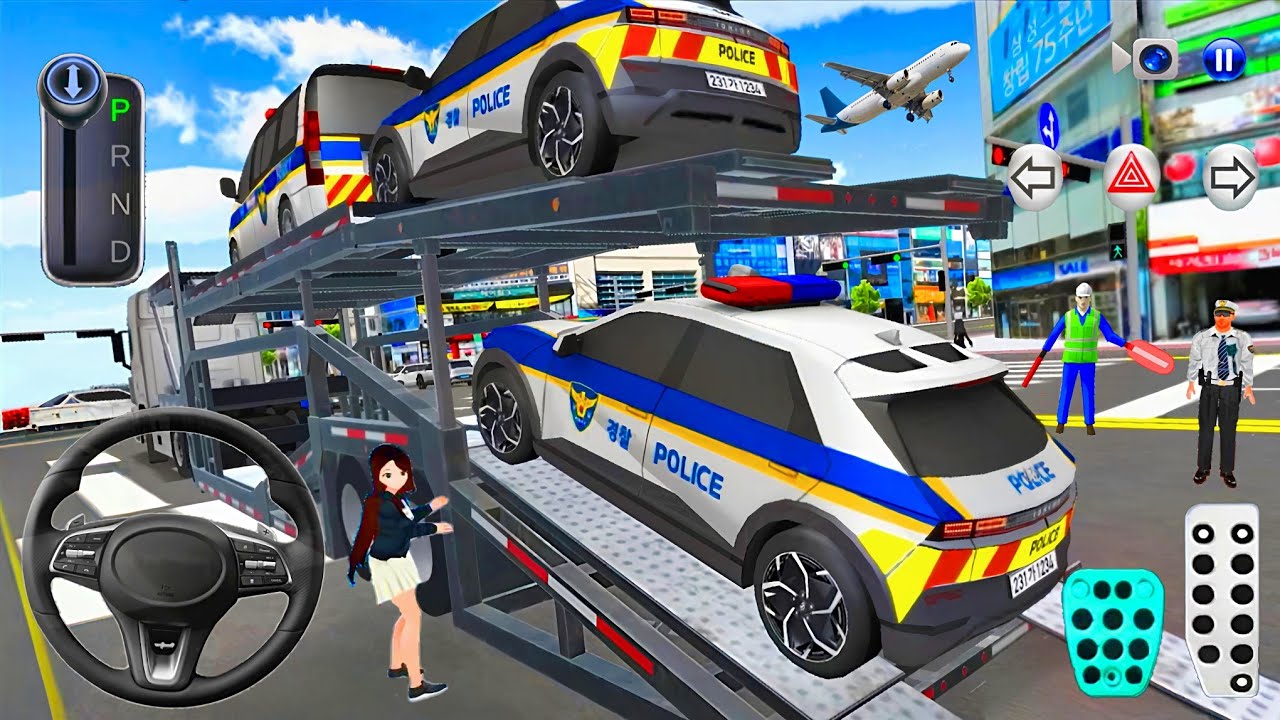 Police Cars Transport For Parking in Double Decker Truck🚔 3D Driving Class 2025 - Android Gameplay🎮