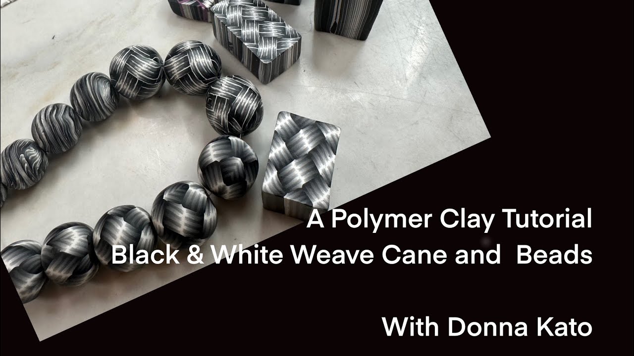 A Polymer Clay Tutorial: The Black and White Ikat Basketweave Cane and Beads