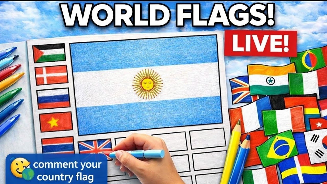 Argentina❤️Drawing World Flags LIVE 🌍✏️ | Comment Your Country & I’ll Draw It!