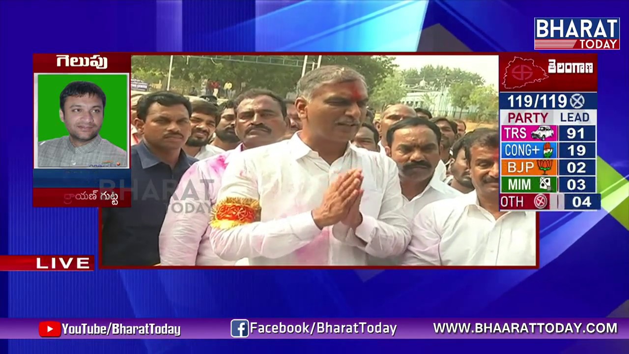 Harish Rao Emotional Speech |  after His Victory | Siddipet | Assembly Elections 2018