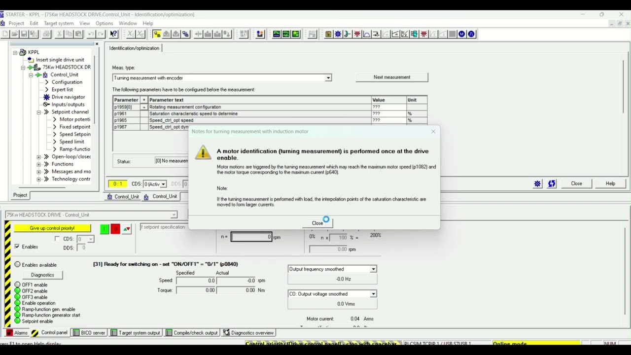 Siemens G120 Drive: How to take ID Run on Motor