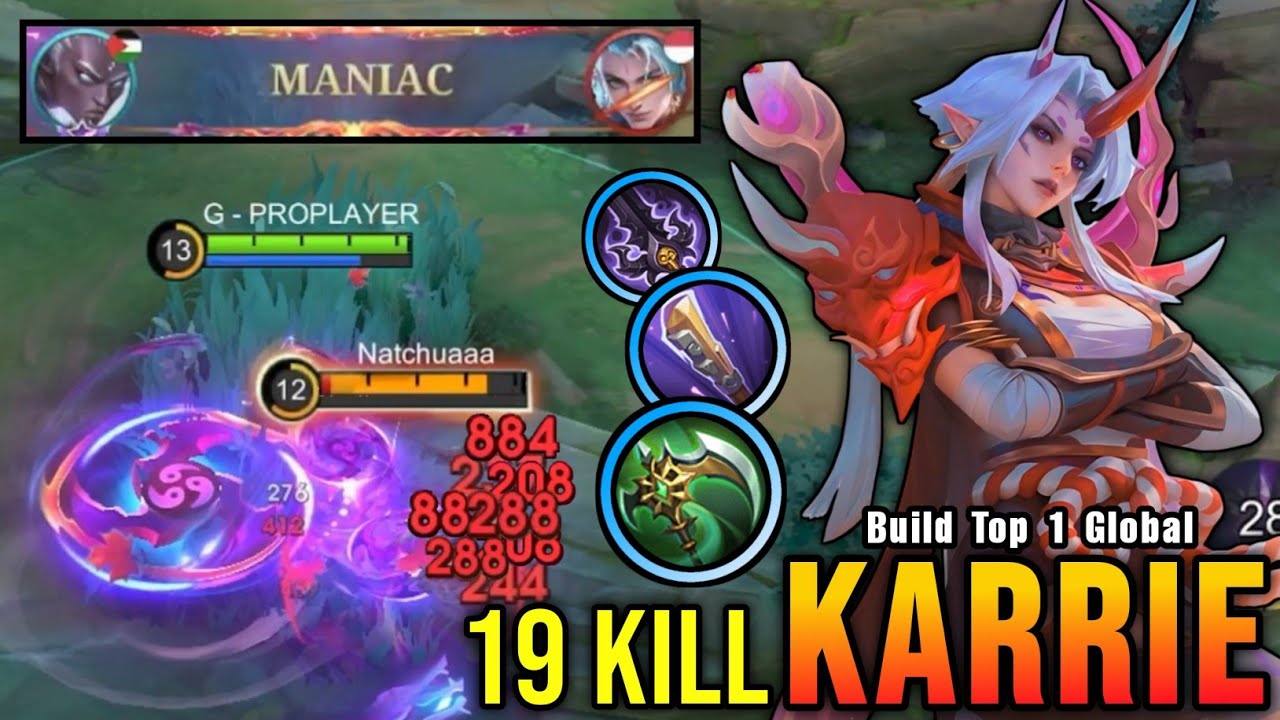 19 Kills + MANIAC!! Karrie Kishin Densetsu Real Monster Marksman! - Build Top 1 Global Karrie ~ MLBB